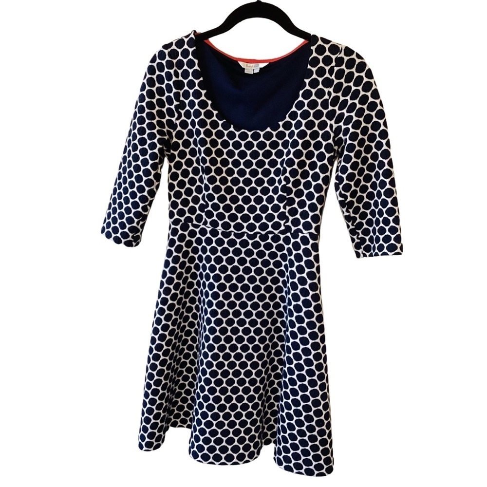 Boden Polka Dot Fit and Flare Knit Dress Retro Rockabilly 2P